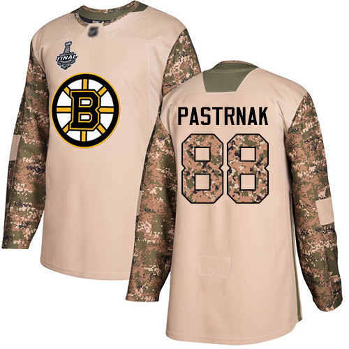 Adidas Bruins #88 David Pastrnak Camo Authentic 2017 Veterans Day Stanley Cup Final Bound Youth Stitched NHL Jersey